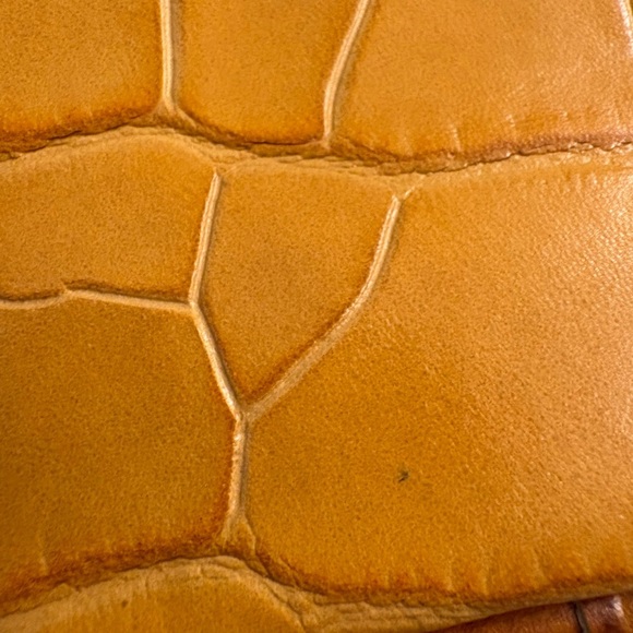 J. Crew Mini Leather Signet Camera Bag in Pink Yellow Brown Embossed Croc - Picture 14 of 16